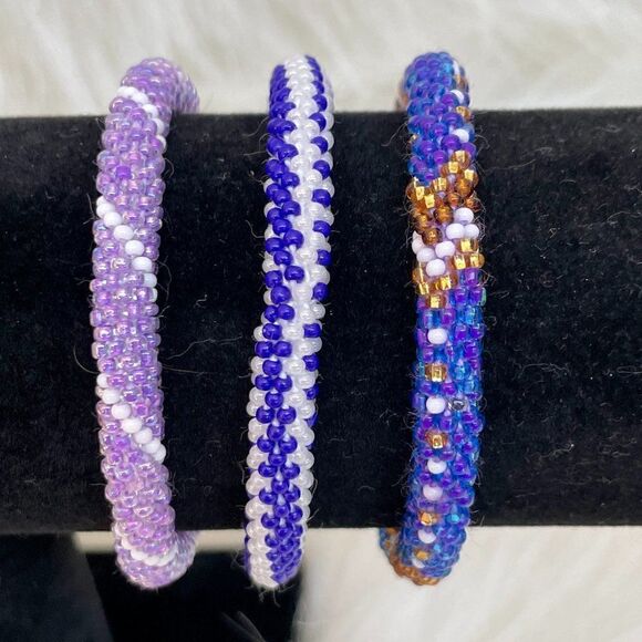 HAND CRAFTED in Nepal Beaded Bracelets (set of 3) #213 - Picture 1 of 4
